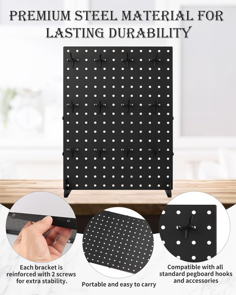 Alffun 2Pcs Pegboard Display Racks with 24 Peg Hooks for Craft Show Display Rack, Metal Merchandise Display Rack for Boutique, Retail Stores, Vendors & Events (17" X 13", 2 Pack) - Image 2